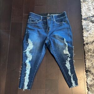 New York & Company Women's Ripped Blue Skinny Jeans